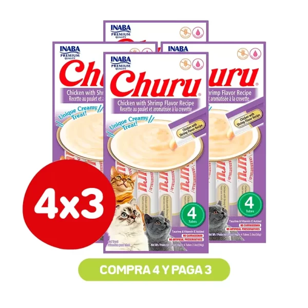 Pack 4X3 Churu Chicken With Shrimp 56 Gr
