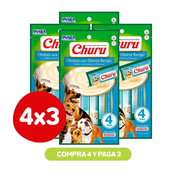 Pack 4X3 Churu Dog Pollo Con Queso 4P