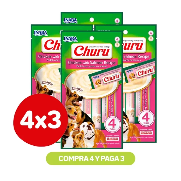 Pack 4X3 Churu Dog Pollo Con Salmon 4P