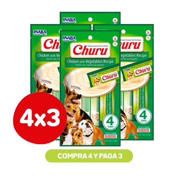 Pack 4X3 Churu Dog Pollo Con Vegetales 4P