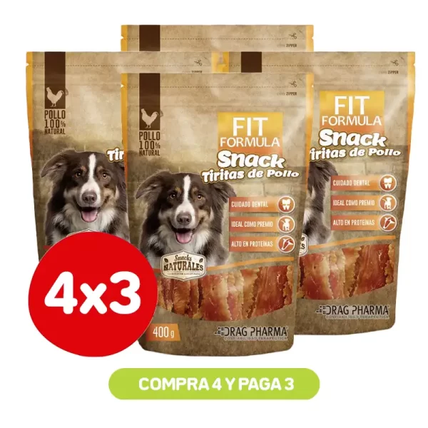 Pack 4X3 Fit Formula Tirita Pollo Deshidratado 400Gr