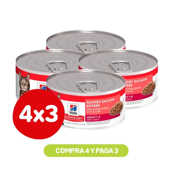Pack 4X3 Hills Science Lata Felino Adulto Salmon 156 Gr