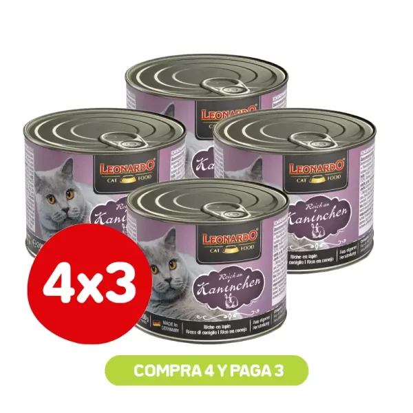 Pack 4X3 Leonardo Lata Conejo 200 Gr