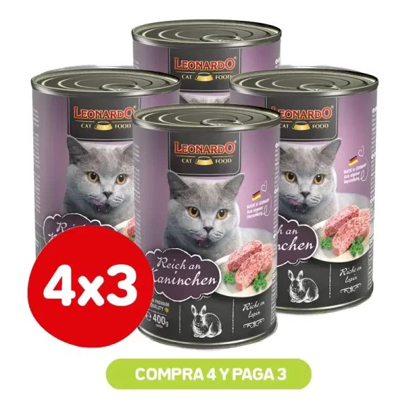 Pack 4X3 Leonardo Lata Conejo 400 Gr