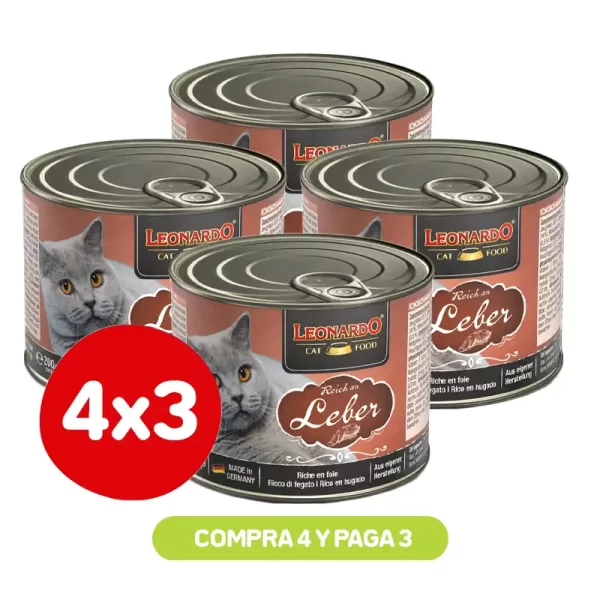 Pack 4X3 Leonardo Lata Higado 200 Gr