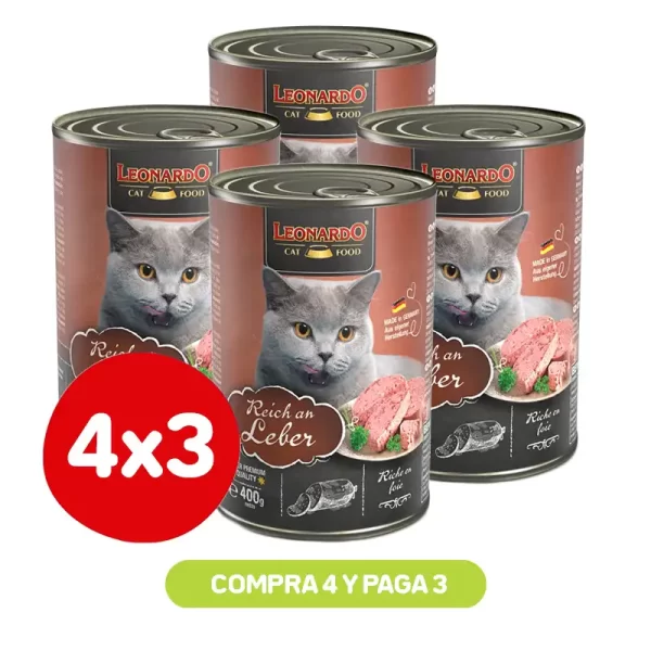 Pack 4X3 Leonardo Lata Higado 400 Gr