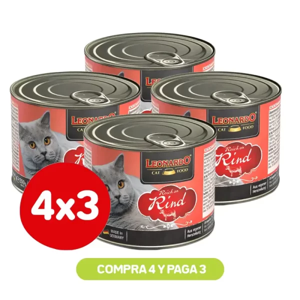 Pack 4X3 Leonardo Lata Ternera 200 Gr