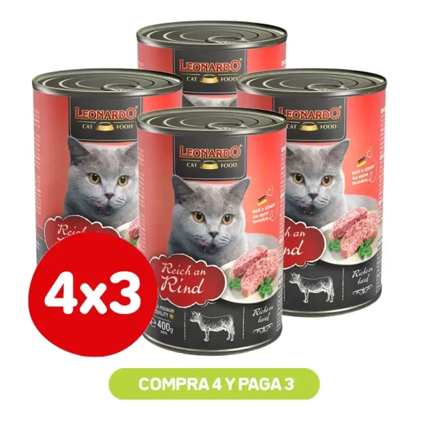 Pack 4X3 Leonardo Lata Ternera 400 Gr