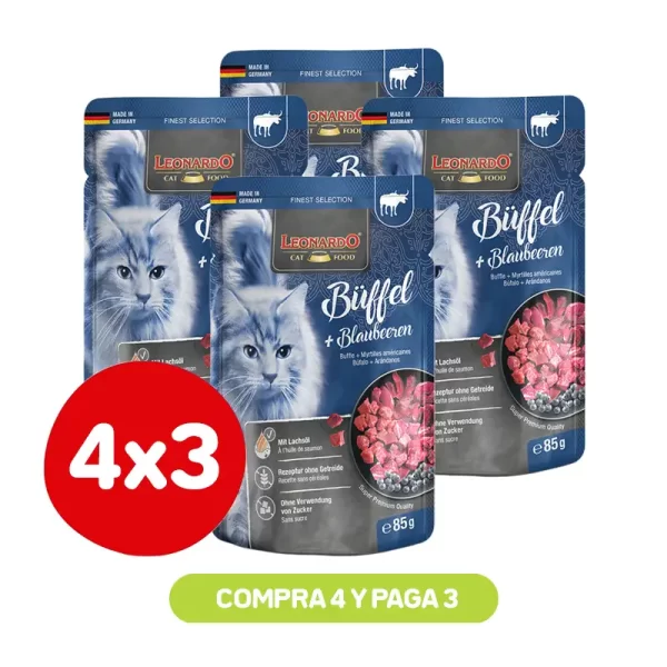 Pack 4X3 Leonardo Pouch Bufalo Y Arandanos 85 Gr