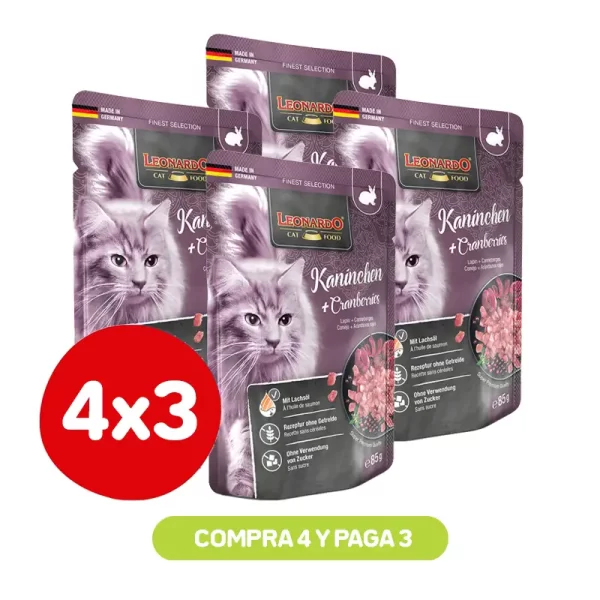 Pack 4X3 Leonardo Pouch Conejo Y Arandano 85 Gr