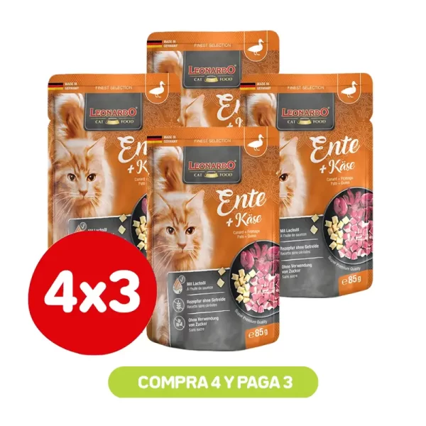 Pack 4X3 Leonardo Pouch Pato Y Queso 85 Gr