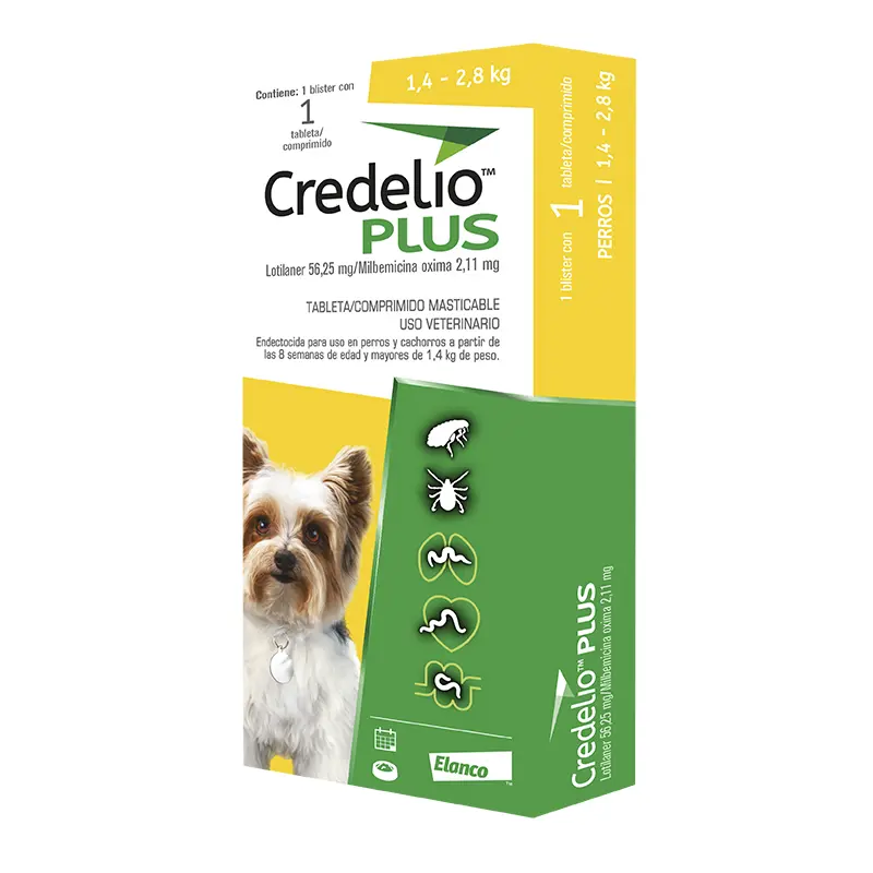 Credelio Plus Perro 56 Mg 14 a 28 Kg x 1 Tableta Credelio Plus Perro 56 Mg 1.4 a 2.8 Kg x 1 Tableta