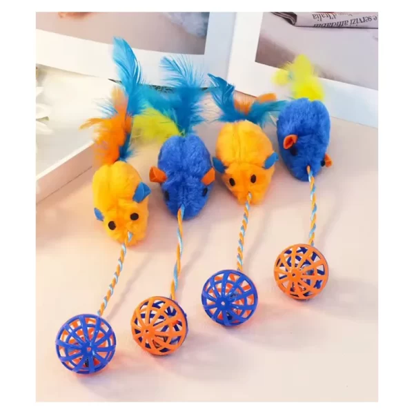 Juguete Para Gato Ratoncito Cascabel Colita De Plumas 