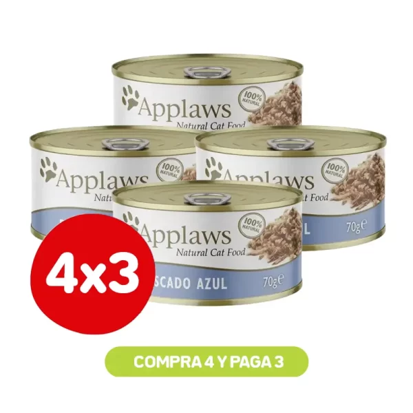 Pack 4X3 Applaws Gato Pescado Azul con Caldito 70 Gr