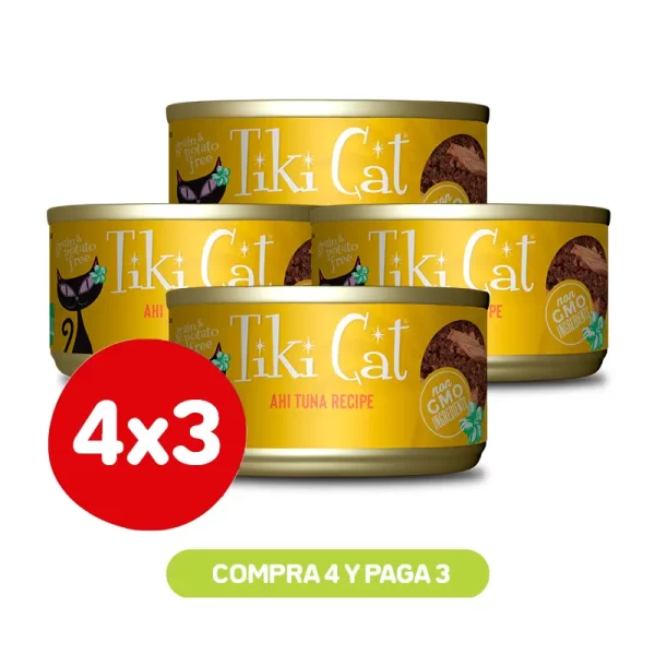 Pack 4X3 Tiki Cat Hawaiian Grill Ahi Tuna Wet Food 80 Gr