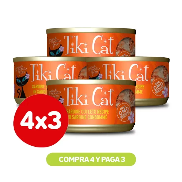 Pack 4X3 Tiki Cat Tahitian Grill Sardine Wet Food 80 Gr
