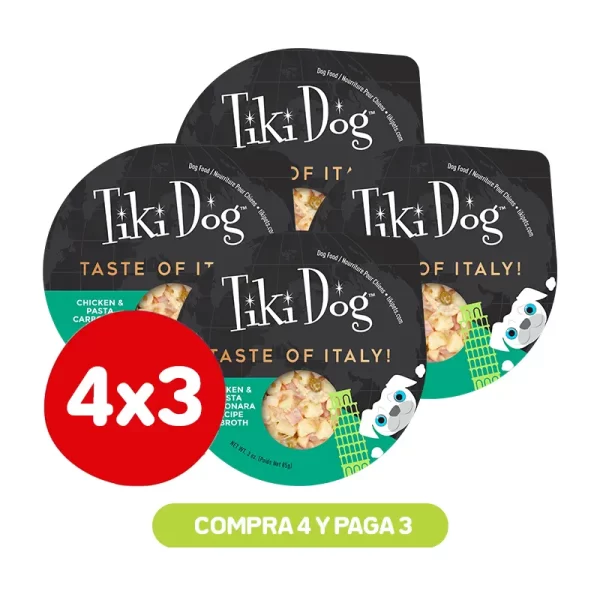 Pack 4X3 Tiki Dog Taste of Italy Chicken Pasta Carbonara 85 Gr