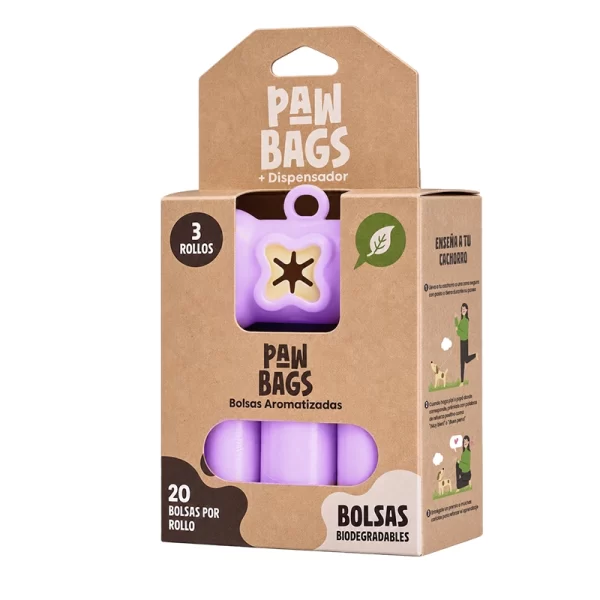 Paw Bags Lavanda Con Dispensador - 60 Unid