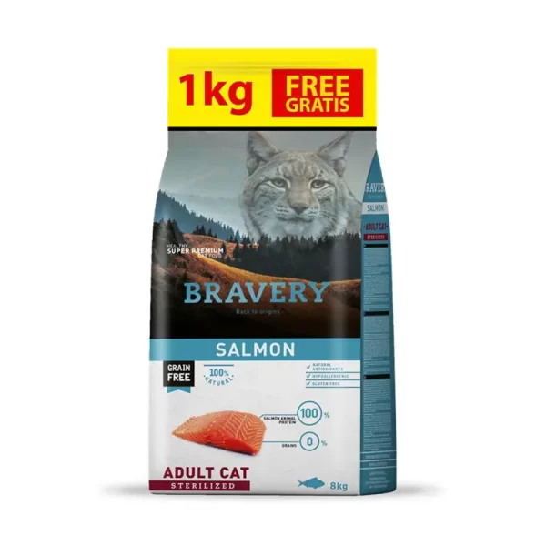 Bravery Gato Adulto Esterilizado Salmón 7+1 Kg