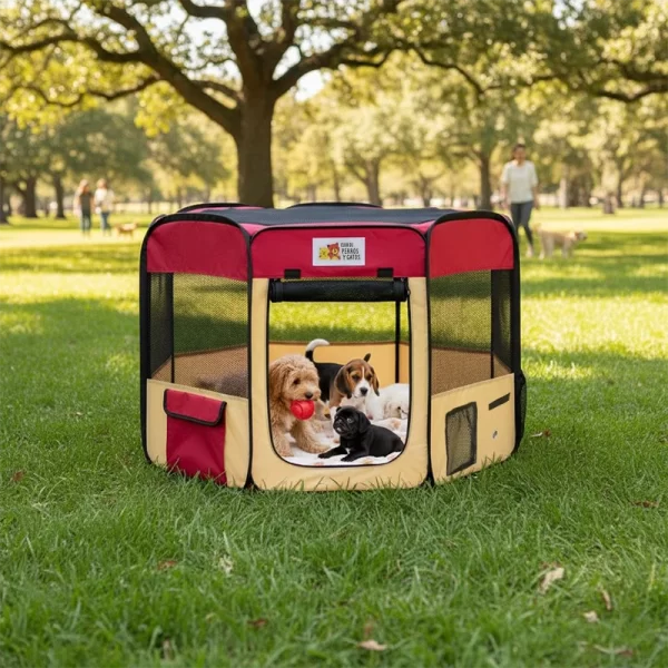 Corral Plegable Para Mascotas Rojo