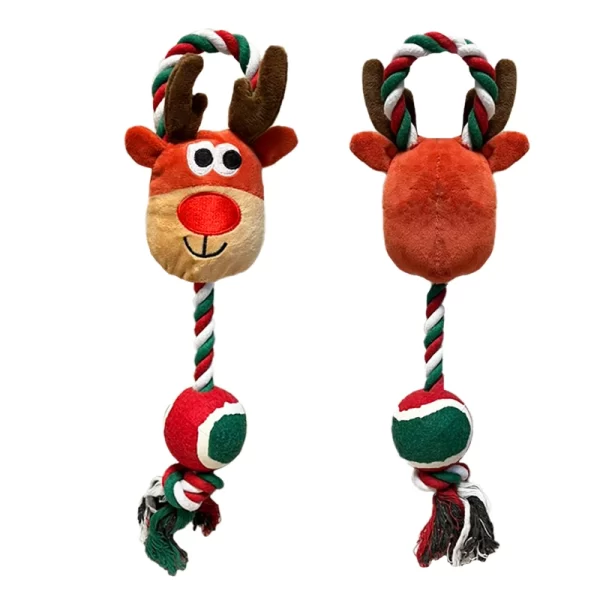Juguete Para Mascota Navidad Cuerda Pelota Diseño Reno