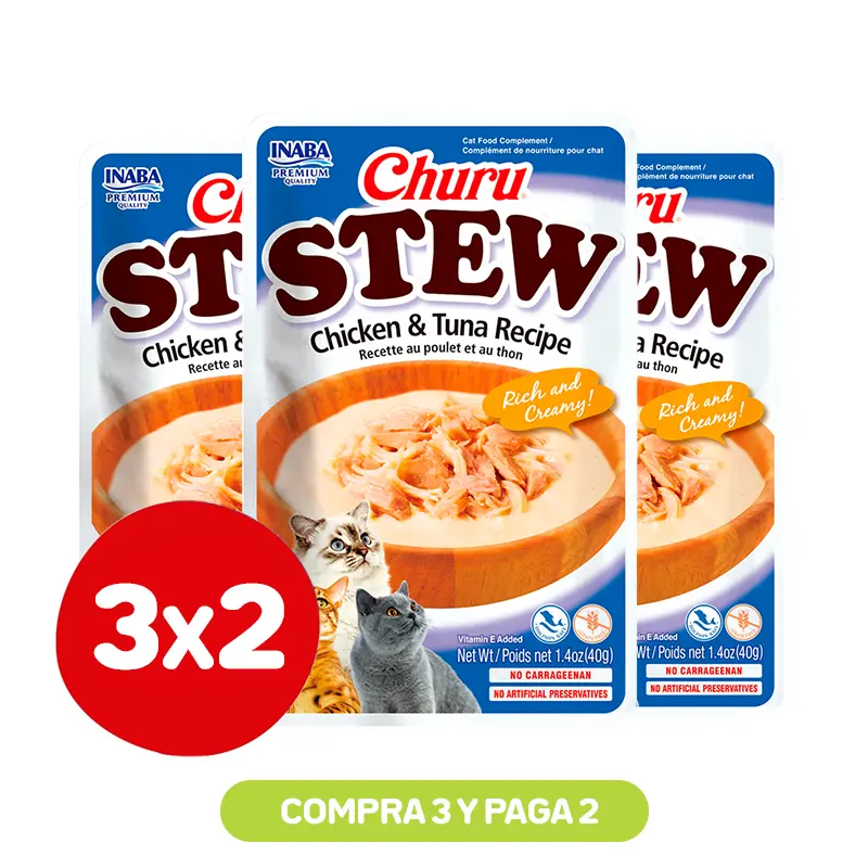 Pack 3X2 Churu Stew Chicken & Tuna 40 Gr Pack 3X2 Churu Stew Chicken & Tuna 40 Gr