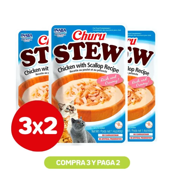 Pack 3X2 Churu Stew Chicken With Scallop 40 Gr