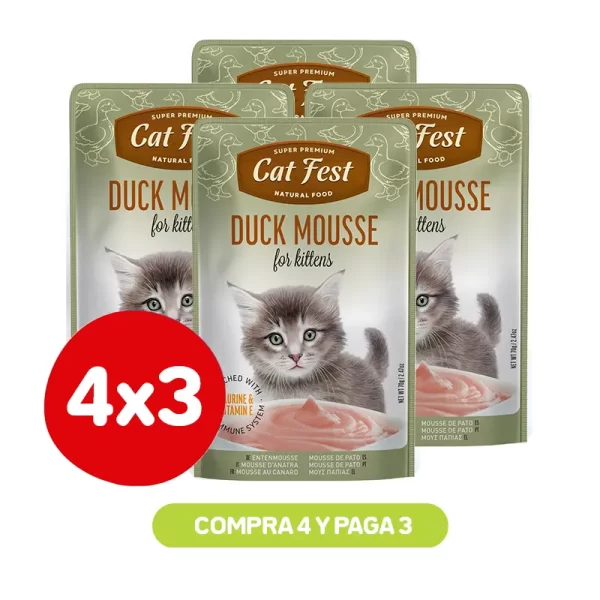 Pack 4X3 Cat Fest Mousse De Pato 70 Gr