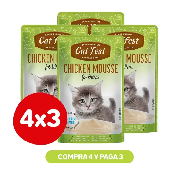 Pack 4X3 Cat Fest Mousse De Pollo 70 Gr