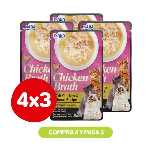 Pack 4X3 Churu Broth Chicken Salmon Recipe 50 Gr