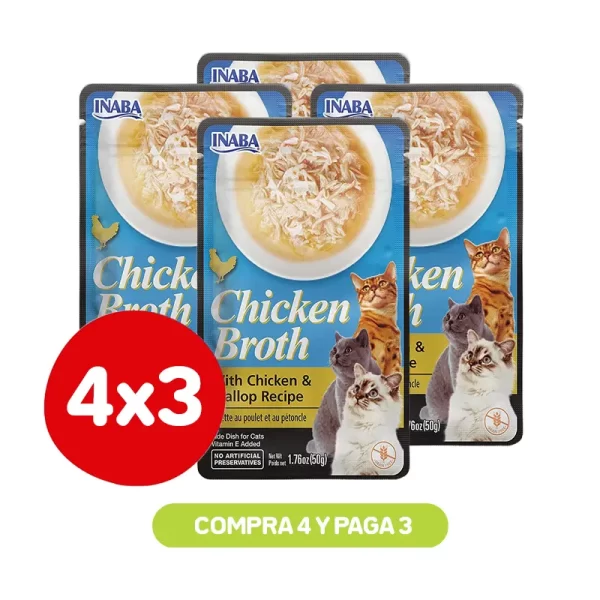 Pack 4X3 Churu Broth Chicken & Scallop Recipe 50 Gr