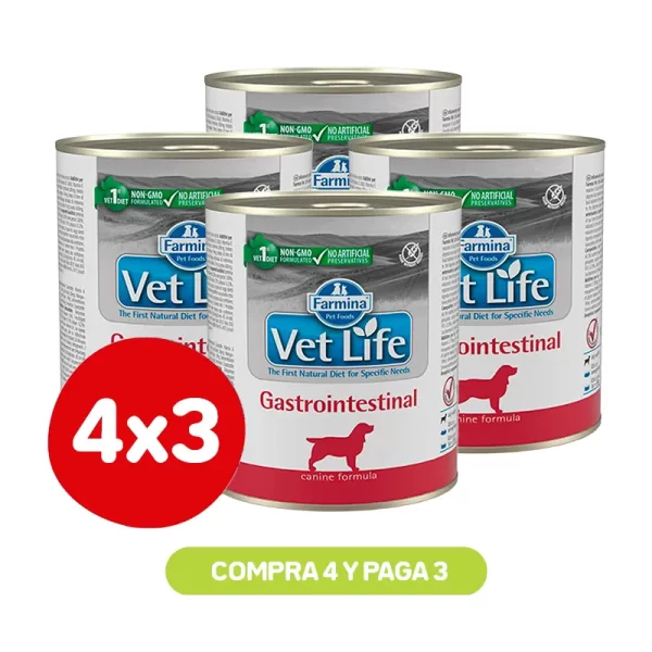 Pack 4X3 Labyes Vetlife Wf Dog Gastrointestinal 300 Grs
