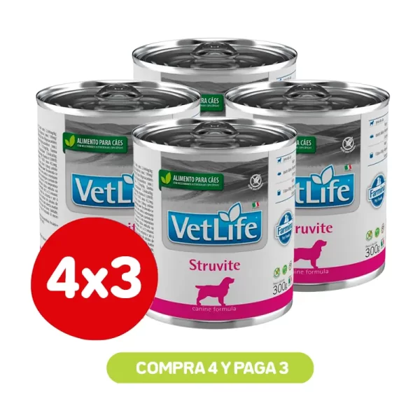 Pack 4X3 Labyes Vetlife Wf Dog Struvite 300 Gr