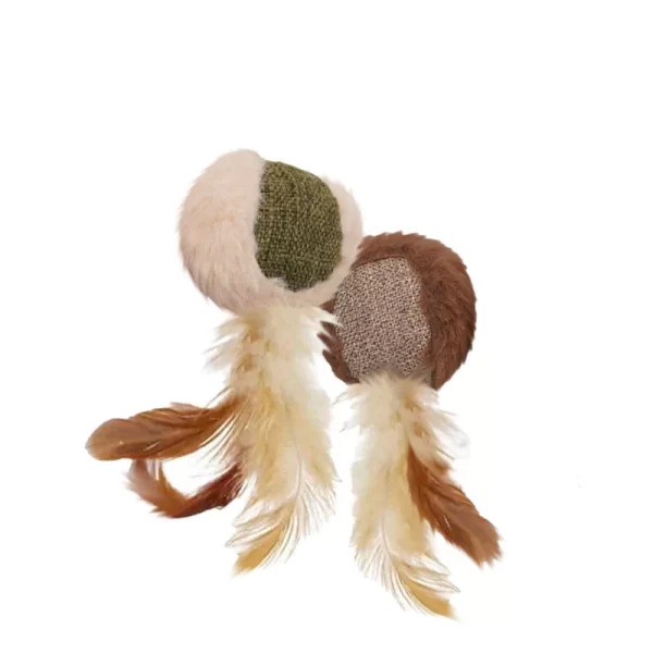 Juguete Para Gato Bola Con Plumas Y Catnip