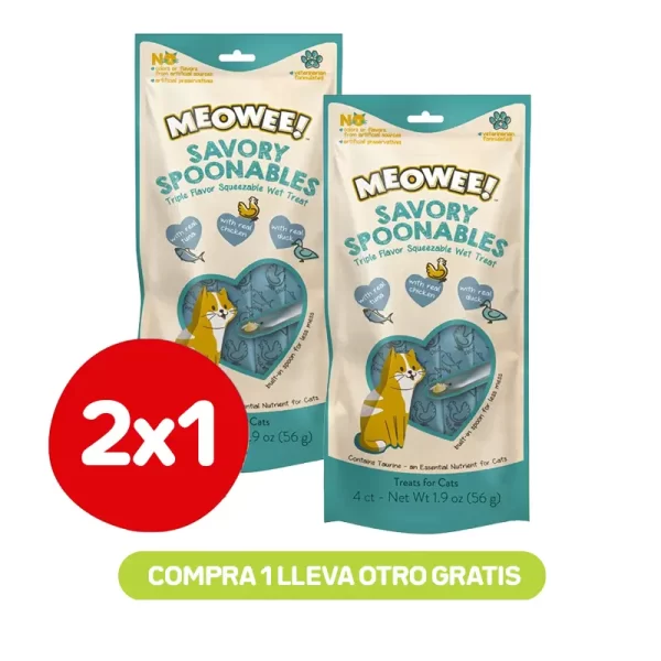 Pack 2x1 Meowee Spoon Tuna, Chicken and Duck 4Tb
