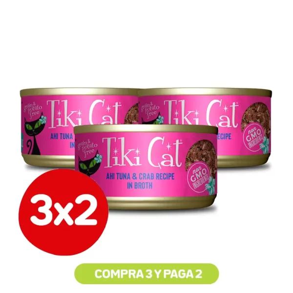Pack 3X2 Tiki Cat Hana Grill Ahi Tuna y Crab Wet Food 80 Gr