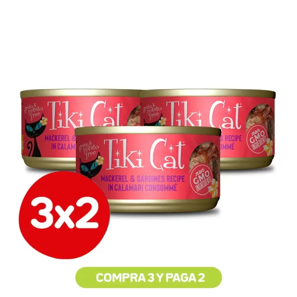 Pack 3X2 Tiki Cat Makaha Grill Mackerel Sardine Wet Food 80 Gr