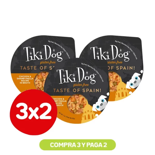 Pack 3X2 Tiki Dog Taste of Spain Chicken y Shrimp Paella 85 Gr