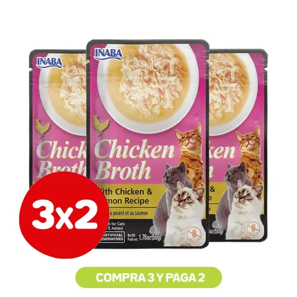 Pack 3x2 Churu Broth Chicken Salmon Recipe 50 Gr