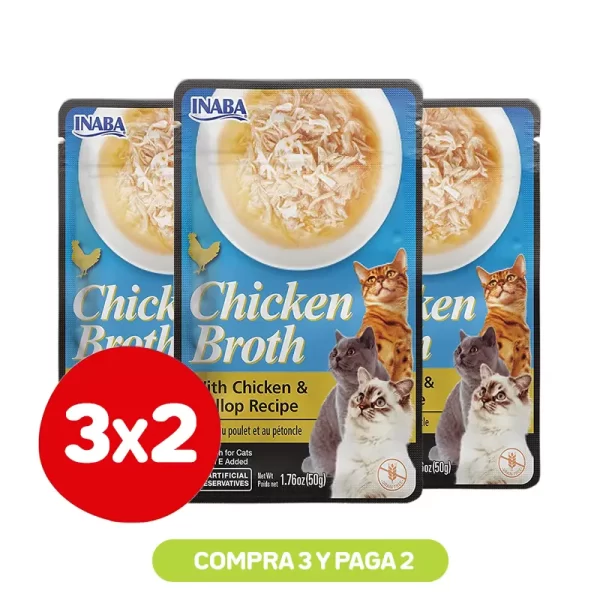 Pack 3x2 Churu Broth Chicken & Scallop Recipe 50 Gr