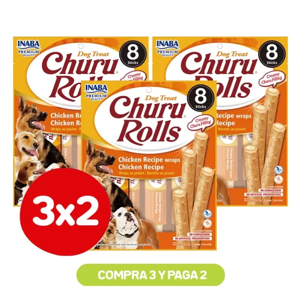 Pack 3x2 Churu Dog Rolls Chicken Wraps Chicken 8 P