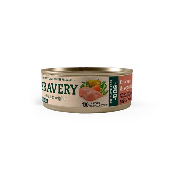 Pack 5x4 Latas Bravery chicken and vegetables dog 80 gr