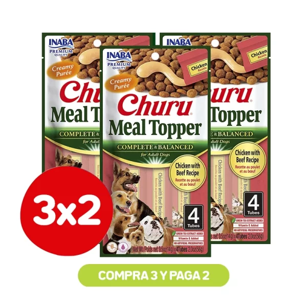 Pack 3X2 Churu Meal Topper Dog Chicken Beef 56 Gr