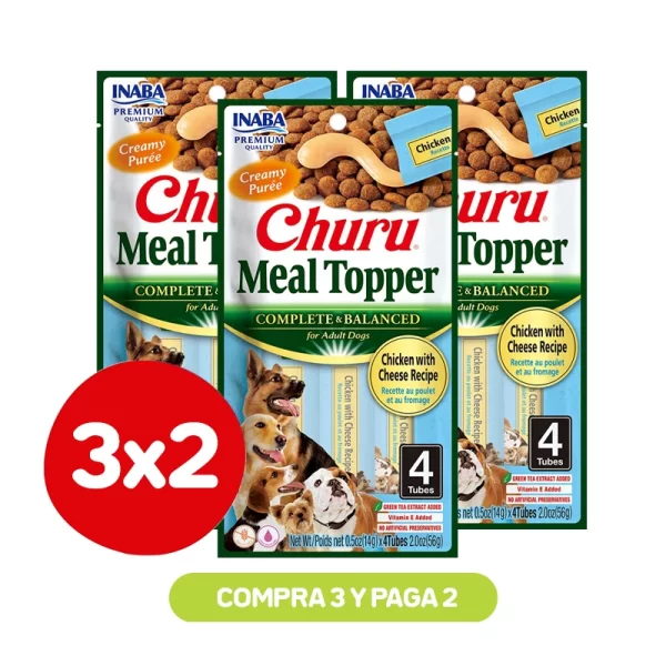 Pack 3X2 Churu Meal Topper Dog Chicken Cheese 56 Gr