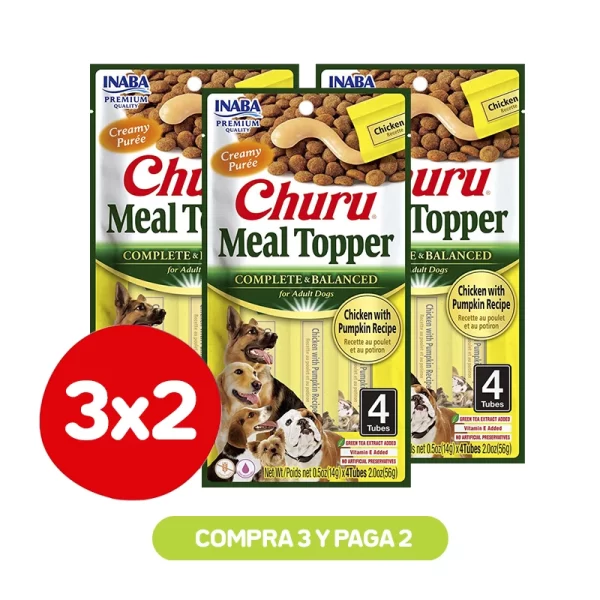 Pack 3x2 Churu Meal Topper Dog Chicken Pumpkin 56 Gr