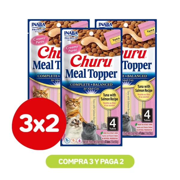Pack 3x2 Churu Meal Topper Tuna Salmon 56 Gr