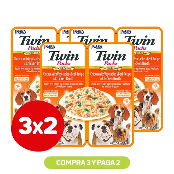 Pack 3x2 Twins Packs Chicken with Vegetables & Beef Recipe Perro
