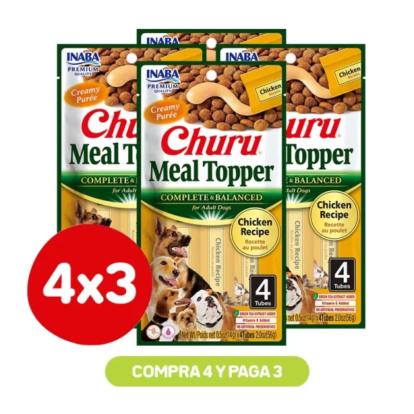 Pack 4X3 Churu Meal Topper Dog Chicken 56 Gr