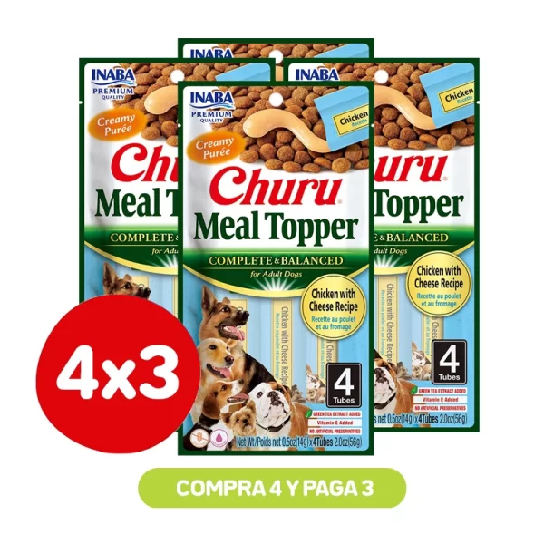 Pack 4X3 Churu Meal Topper Dog Chicken Cheese 56 Gr