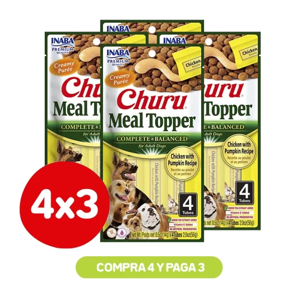 Pack 4X3 Churu Meal Topper Dog Chicken Pumpkin 56 Gr